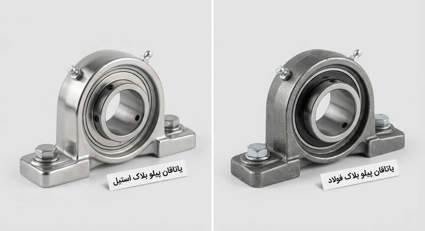 تصویر مقایسه یاتاقان ucp استیل و فولاد