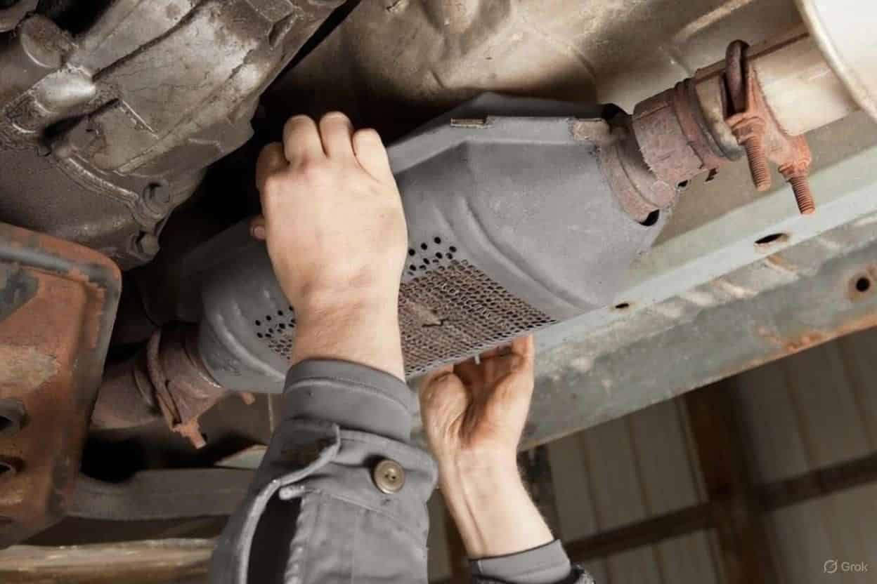 تصویر یک کاتالیست نصب شده بر روی خودرو
