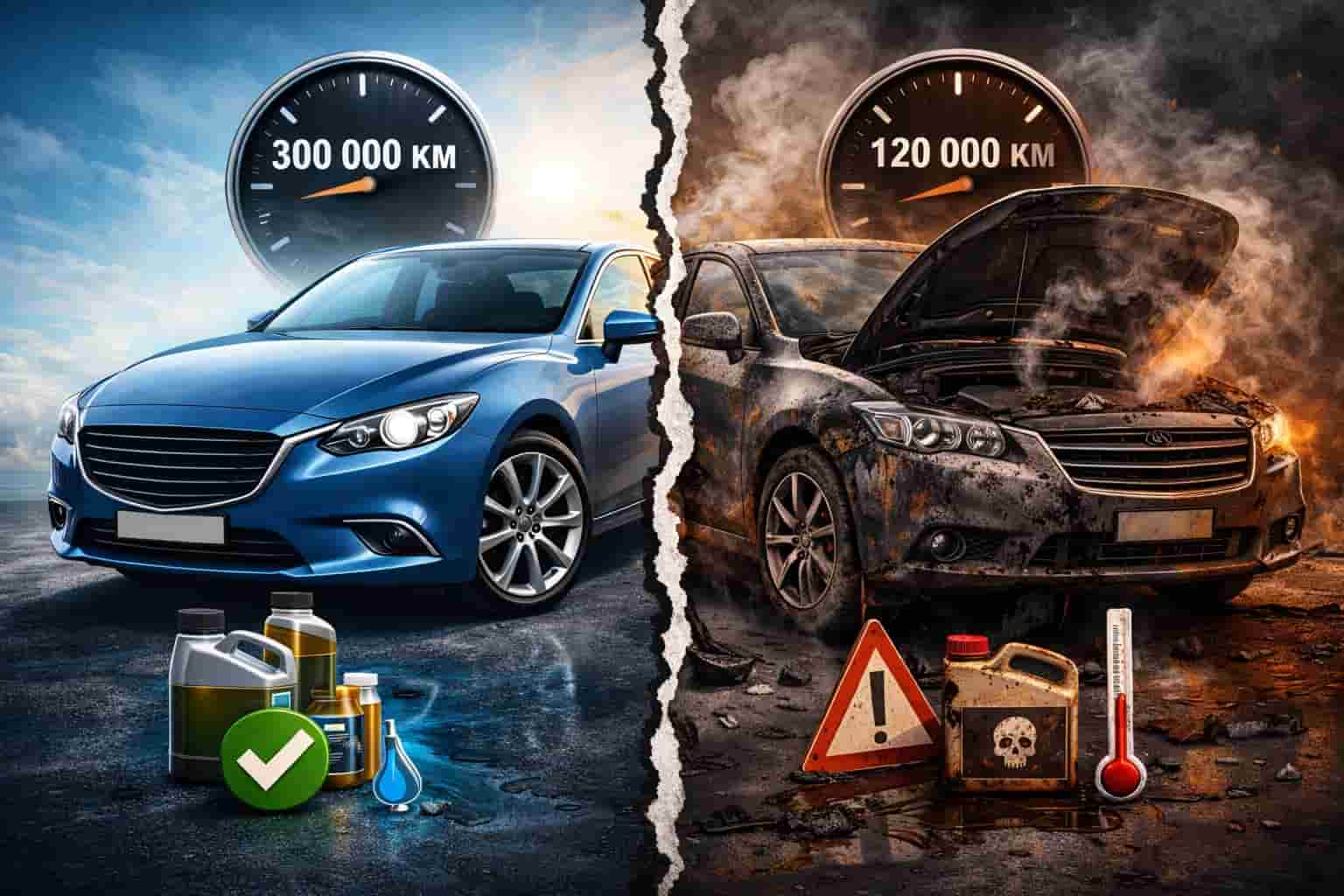 تصویر دو خودرو یکی سالم و دیگری نیازمند تعمیر